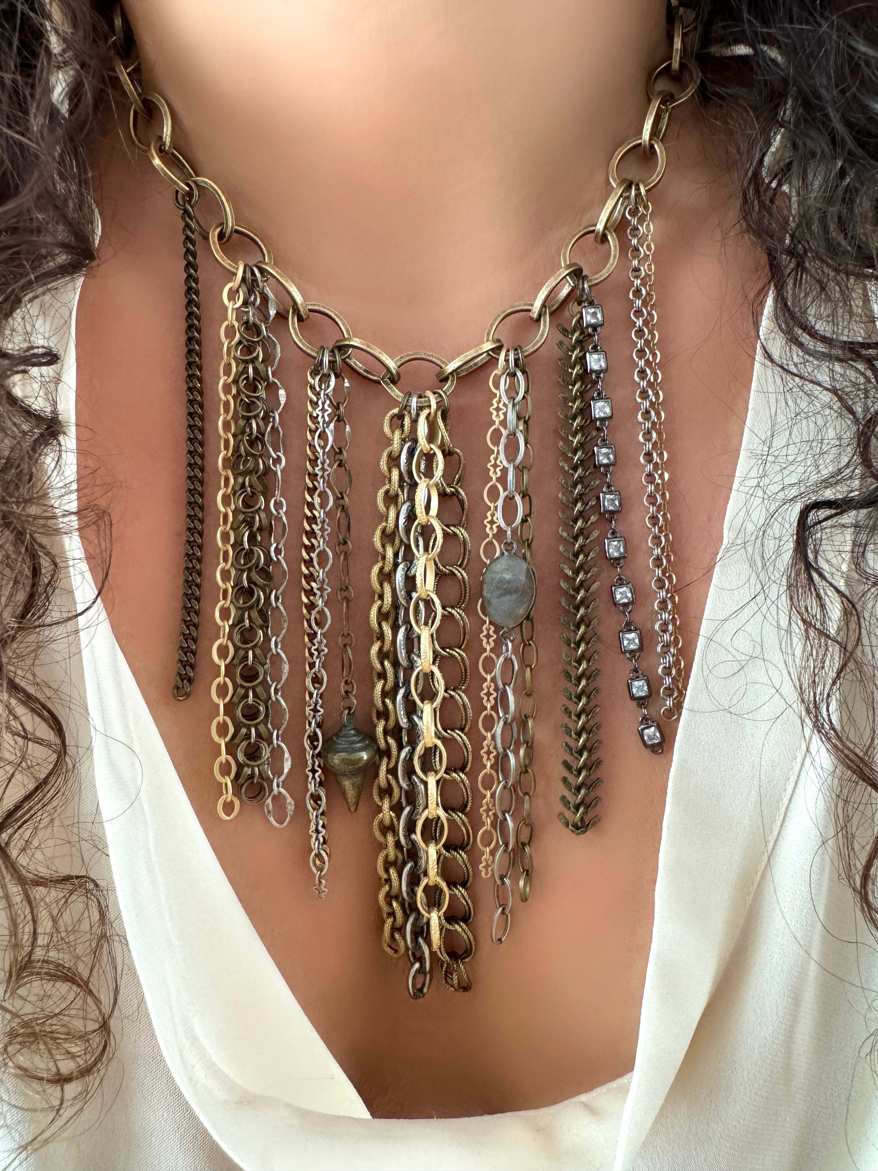Funky Hanging Chain Labradorite Rockstar Necklace – Rocks